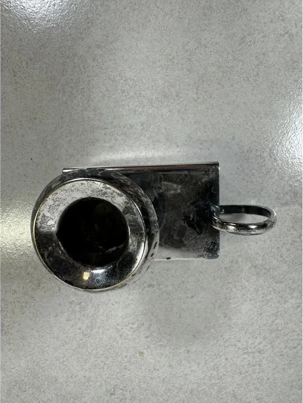 Antique Silver Chamberstick Candle Holder Finger Loop Clip On